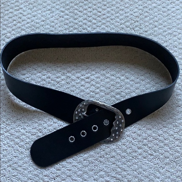 NEW Aldo black leather belt with silver buckle LG - Picture 6 of 6